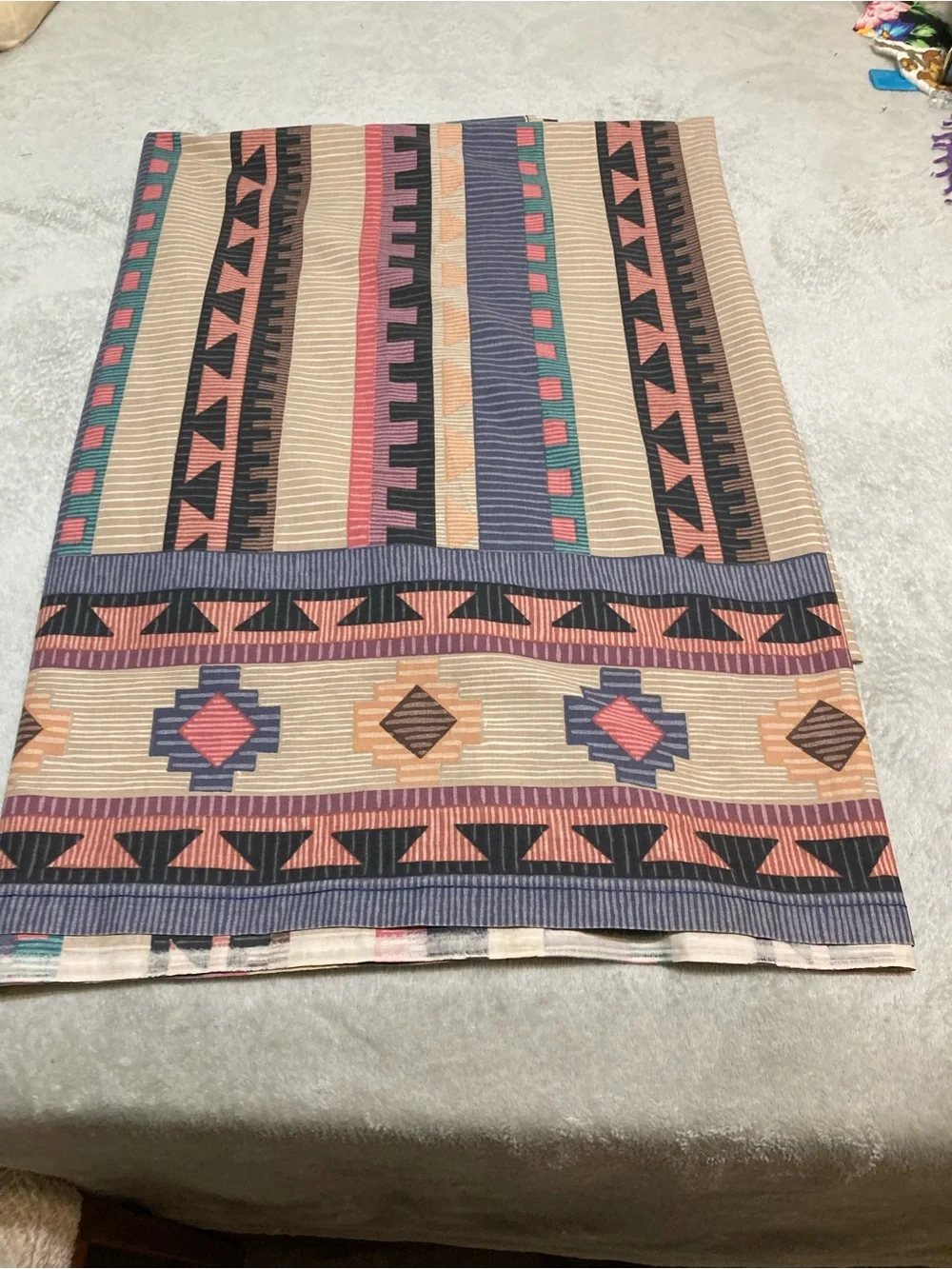 Canon Southwestern Stripe Curtain Panel in Beige, Coral & Teal
